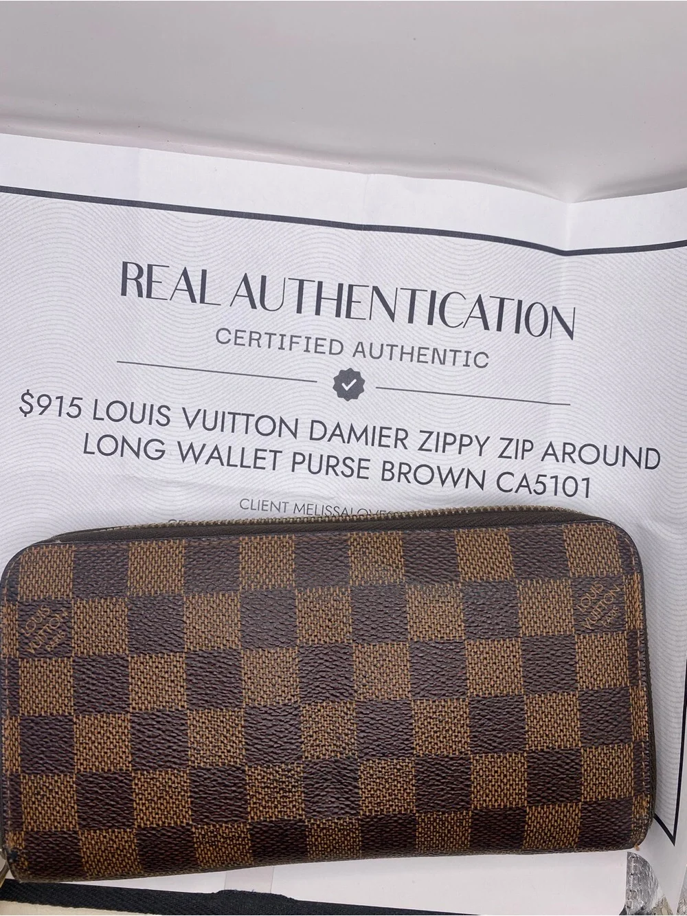 Authentic LOUIS VUITTON Damier Ebene Canvas Zippy Zip Around Long Wallet